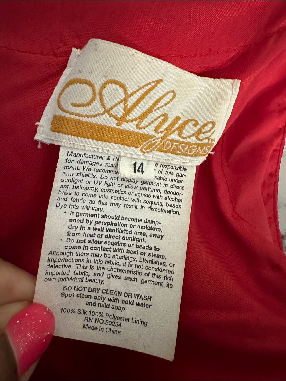 VINTAGE 1999 ALYCE DESIGNS BEADED FORMAL DRESS RED WOMENS MEDIUM GREAT CONDITION - Picture 11 of 16